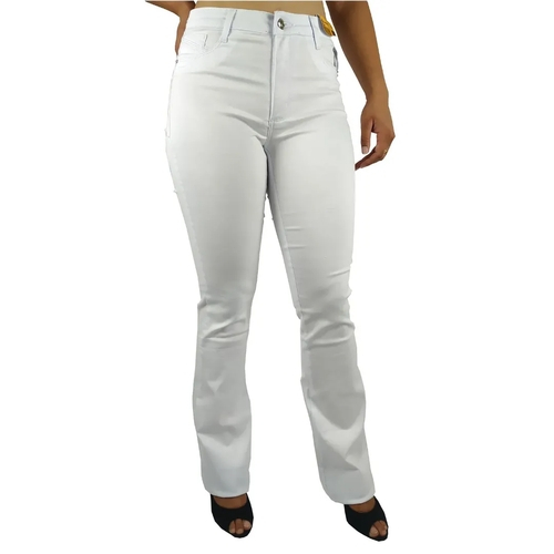 calça flare branca lycra