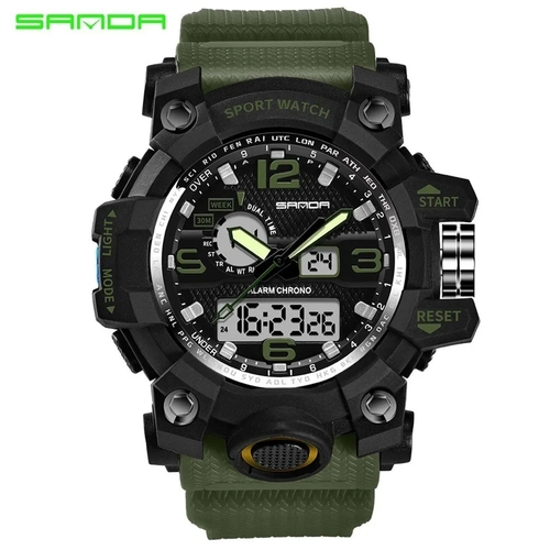 Relógio militar masculino verde exército sanda 742 Clearance