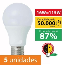 Kit com 5 Lâmpadas Super Led Bulbo 16W Bivolt E27 Branco Frio é ruim? Kit com 5 Lâmpadas Super Led Bulbo 16W Bivolt E27 Branco Frio é boa?