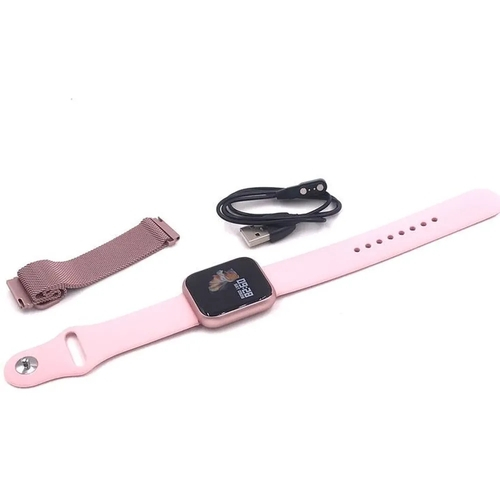 Relogio Smartwatch P80 Rose 2 Pulseiras Milanesa Silicone Touch Bluetooth Player Papel De Parede No Shoptime