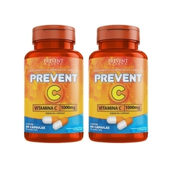 Kit 2x Vitamina C 1000mg Potes 60 Cáps Prevent Pharma Menor preço em Kit 2x Vitamina C 1000mg Potes 60 Cáps Prevent Pharma