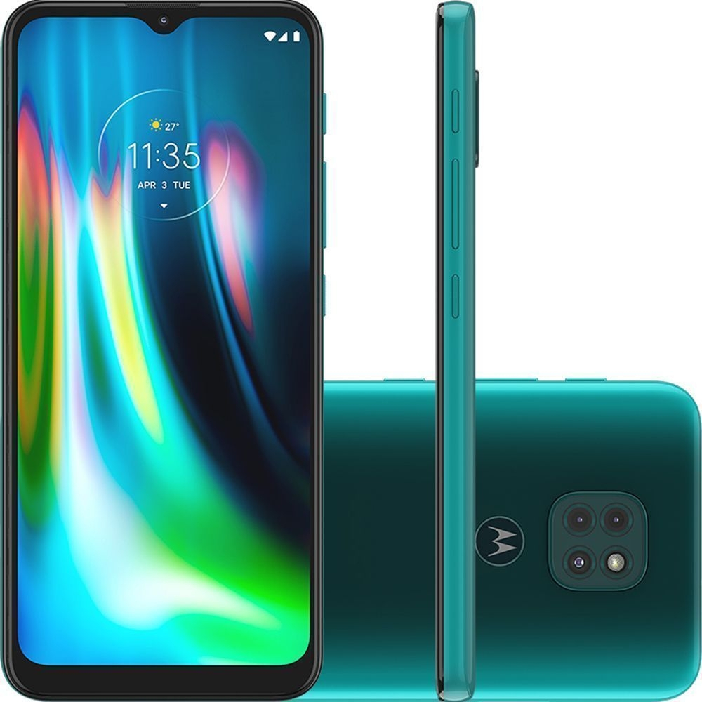 Smartphone Motorola Moto G9 Play 64GB 4G Wi-Fi Tela 6.5'' Dual Chip 4GB RAM Câmera Tripla + Selfie 8MP - Verde Turquesa