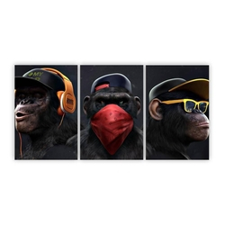 Quadro Decorativo Gangue Dos Macacos Divertidos 120x60cm é boa?