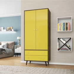Guarda Roupa Solteiro 2 Portas Retrô Milão Móveis Bechara Madeira Rústica/Amarelo é boa?