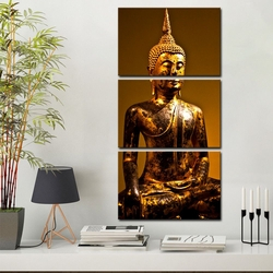 Quadro Buda Dourado 120x60cm - Oppen House Menor preço em Quadro Buda Dourado 120x60cm - Oppen House