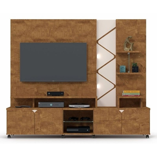 Home Theater Cross Amêndoa com Off White - Lukaliam Móveis Home Theater Cross Amêndoa com Off White - Lukaliam Móveis