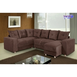 Sofá de Canto com Chaise 6 Lugares 5070 Tecido Suede Almofadas Soltas Marrom - Marrom é boa?
