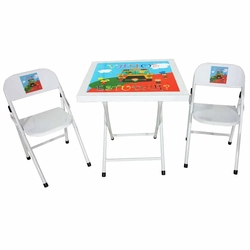 Menor preço em Conjunto Mesa de Ferro Infantil Dobrável com 2 Cadeiras Açomix