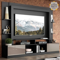 Rack Estante c/ Painel e Suporte TV 65" e 2 portas Oslo Multimóveis Preto/Lacca Fumê é boa?