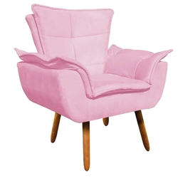 Menor preço em Poltrona Opala Cadeira Retro Salão Consultório Recepção Sala de Estar Jantar Decorativa King Lar Suede Rosa Bebe