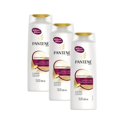 Kit Pantene 3 Shampoos Controle de Queda 400ml Menor preço em Kit Pantene 3 Shampoos Controle de Queda 400ml