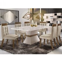 Conjunto Sala de Jantar 6 Cadeiras Cronos Chanfro Siena Móveis Branco/Castanho é boa?