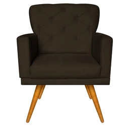 Poltrona Cadeira Decorativa Ana Suede Marrom Pés Palito Castanho Menor preço em Poltrona Cadeira Decorativa Ana Suede Marrom Pés Palito Castanho