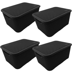 Kit 4 Caixas Organizadora Rattan Grande Com Tampa 16L Preto é boa?