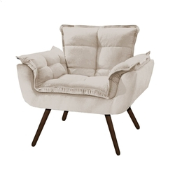 Poltrona Opala Decorativa Suede Bege Menor preço em Poltrona Opala Decorativa Suede Bege
