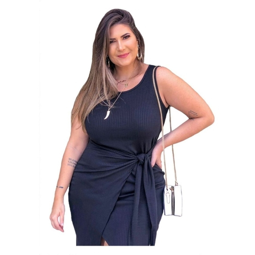 vestido plus size canelado