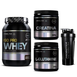 Kit Iso Pro Whey 900g + L-Glutamina 300g + Creatina 300g Probiotica + Coqueteleira 700ml é boa?