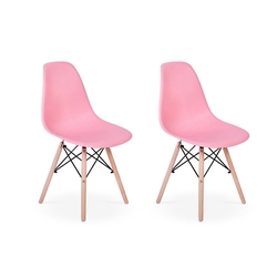 Conjunto 2 Cadeiras Charles Eames Eiffel Wood Base Madeira - Rosa é boa?