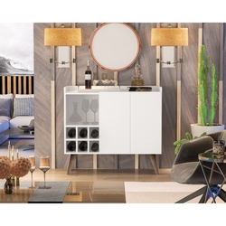 Aparador Sala Com Adega Buffet Retrô Pés Palito Moon 2 Portas - Branco - Lojas MVM Menor preço em Aparador Sala Com Adega Buffet Retrô Pés Palito Moon 2 Portas - Branco - Lojas MVM