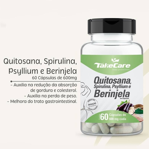 Quitosana Spirulina Psyllium E Berinjela 600mg 60cps Take Care No Shoptime