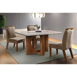Conjunto Sala de Jantar Mesa Tampo MDF e 4 Cadeiras Firenze LJ Móveis Premio/Pluma Bege é boa?