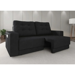 Sofá London Retrátil 3 Lugares Preto Velosuede - NETSOFAS é boa?