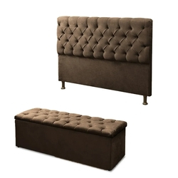 Cabeceira Mais Calçadeira Baú Casal Queen 160cm Para Cama Box Sofia Suede Marrom - DS Móveis é boa?