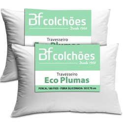Kit 2 Travesseiro Antialérgico Percal 180 Fios Ecoplumas Fibra Siliconada Macio Lavável 50x70x14cm BF Colchões é boa?