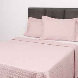 Menor preço em Colcha Casal Boutis Rosa com 2 Porta Travesseiros - Casa e Conforto