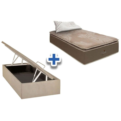 Conjunto Box Baú -colchão Simbal Pocket Nápoles+cama Baú Bege Solteiro 88 Conjunto Box Baú -colchão Simbal Pocket Nápoles+cama Baú Bege Solteiro 88