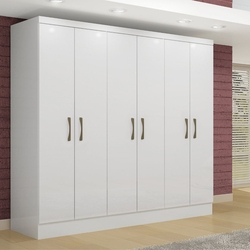 Guarda Roupa Casal 6 Portas 2 Gavetas Paris Espresso Móveis Branco Menor preço em Guarda Roupa Casal 6 Portas 2 Gavetas Paris Espresso Móveis Branco