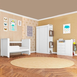 Quarto de Bebê Completo com Berço, Cômoda e Guarda-Roupa Doce Cheiro – Art In Móveis - Branco / Montana Menor preço em Quarto de Bebê Completo com Berço, Cômoda e Guarda-Roupa Doce Cheiro – Art In Móveis - Branco / Montana