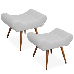 Kit 02 Puffs Banqueta Alice L02 Linho Cinza Pés Palito - Lyam Decor Menor preço em Kit 02 Puffs Banqueta Alice L02 Linho Cinza Pés Palito - Lyam Decor