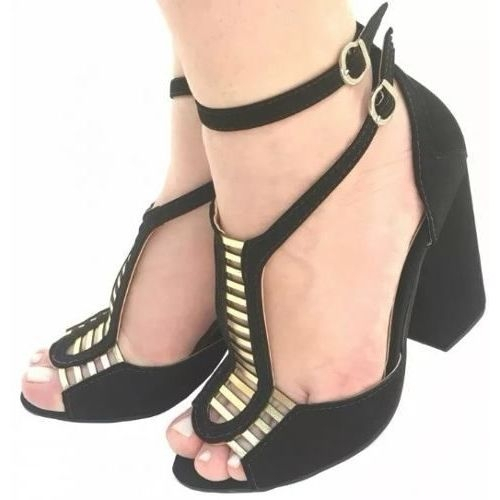 sandalia salto grosso gladiadora