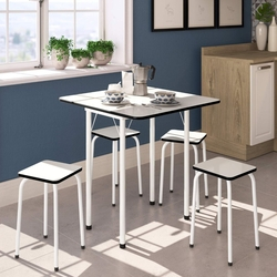 Conjunto de Cozinha Mesa Dobrável Asti 100 e 4 Banquetas Quadradas Bona Vita Móveis Branco/Preto é boa?