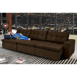 Sofá Austrália 4,12 Mts Retrátil, Reclinável Com Molas e Pillow no Assento Tecido Suede Café - Cama InBox é boa?