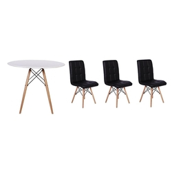 Kit Mesa Jantar Eiffel 80cm Branca + 03 Cadeiras Gomos - Preta é boa?