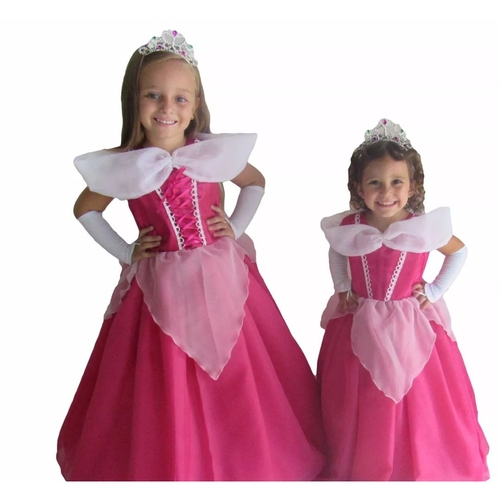 Vestido Fantasia Princesa Aurora Bela Adormecida Infantil Luva Tiara Eva No Shoptime