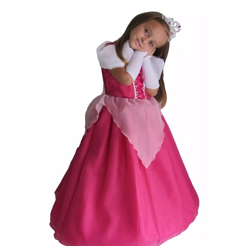 Vestido Fantasia Princesa Aurora Bela Adormecida Infantil Luva Tiara Eva No Shoptime