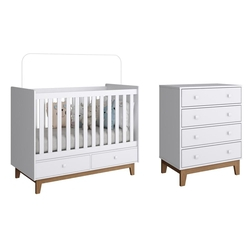 Jogo De Quarto Com Berço Retrô Com 2 Gavetas E Cômoda 4 Gavetas Retrô Branco - Completa Menor preço em Jogo De Quarto Com Berço Retrô Com 2 Gavetas E Cômoda 4 Gavetas Retrô Branco - Completa