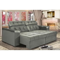 Sofá New Itália 2,52 Mts Retrátil e Reclinável Tecido Suede Cinza - Cama InBox é boa?