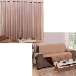 Kit Cortina Port 4m x 2,70m + Protetor de Sofá Pratic 3 Lugares - Caqui é boa?