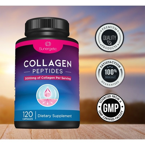 Peptídeos De Colágeno Collagen Peptides 120 Cápsulas Sunergetic no