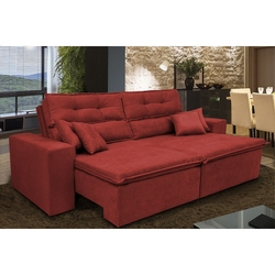 Sofá Cairo 2,02m Retrátil, Reclinável com Molas no Assento e 4 Almofadas Tecido Suede Vermelho - Cama InBox é boa?
