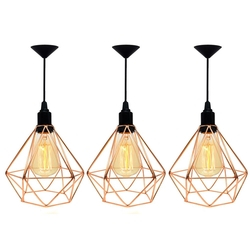 Kit 3 Lustre Pendente Aramado Diamante Cobre Brilhante - Plugador é boa?