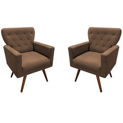 Kit 02 Poltronas Decorativas Aurora Suede Marrom é boa?