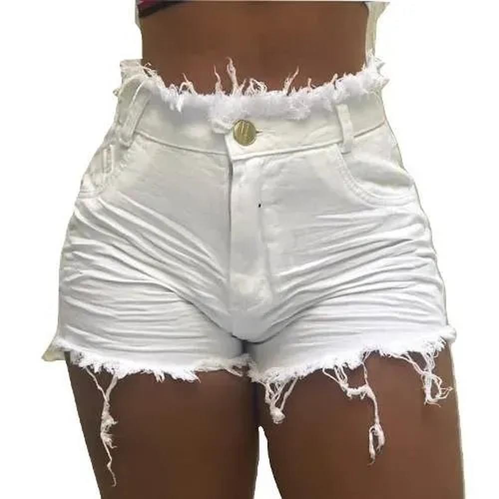 short jeans branco e preto