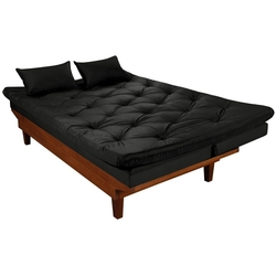 Sofá Cama Caribe 3 Lugares - Essencial Estofados Reclinável Suede Pés em Madeira - Preto é boa?