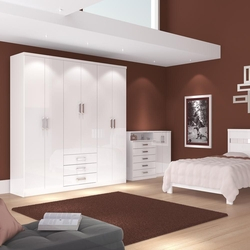 Roupeiro Caju 6 portas 3 Gavetas MDF/ MDP Puxador em ABS Cromado Branco é boa?
