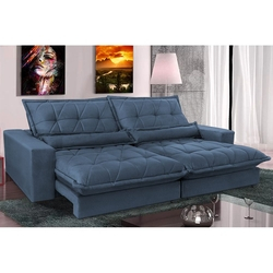 Sofa Retrátil e Reclinável 2,92m com Molas Ensacadas Cama inBox Soft Tecido Suede Azul é boa?